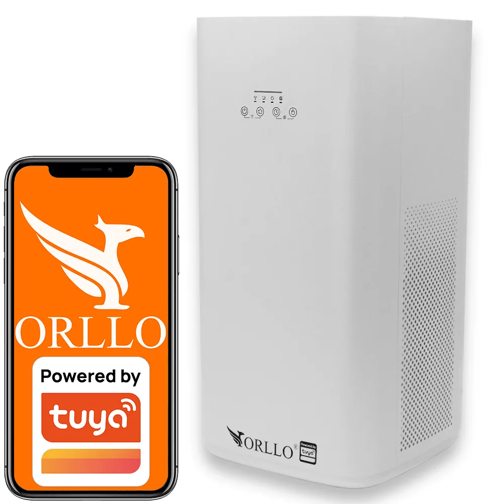 Oczyszczacz powietrza Jonizator ORLLO T2 TUYA Wyposażony w filtr wstępny, HEPA oraz aktywny filtr węglowy usuwa do 99,5% szkodliwego pyłu PM2.5 Filtr HEPA Anty Smog
Oczyszczacz dla Alergików, Astmatyków Aplikacja Tuya na Telefon Zdalne Sterowanie
