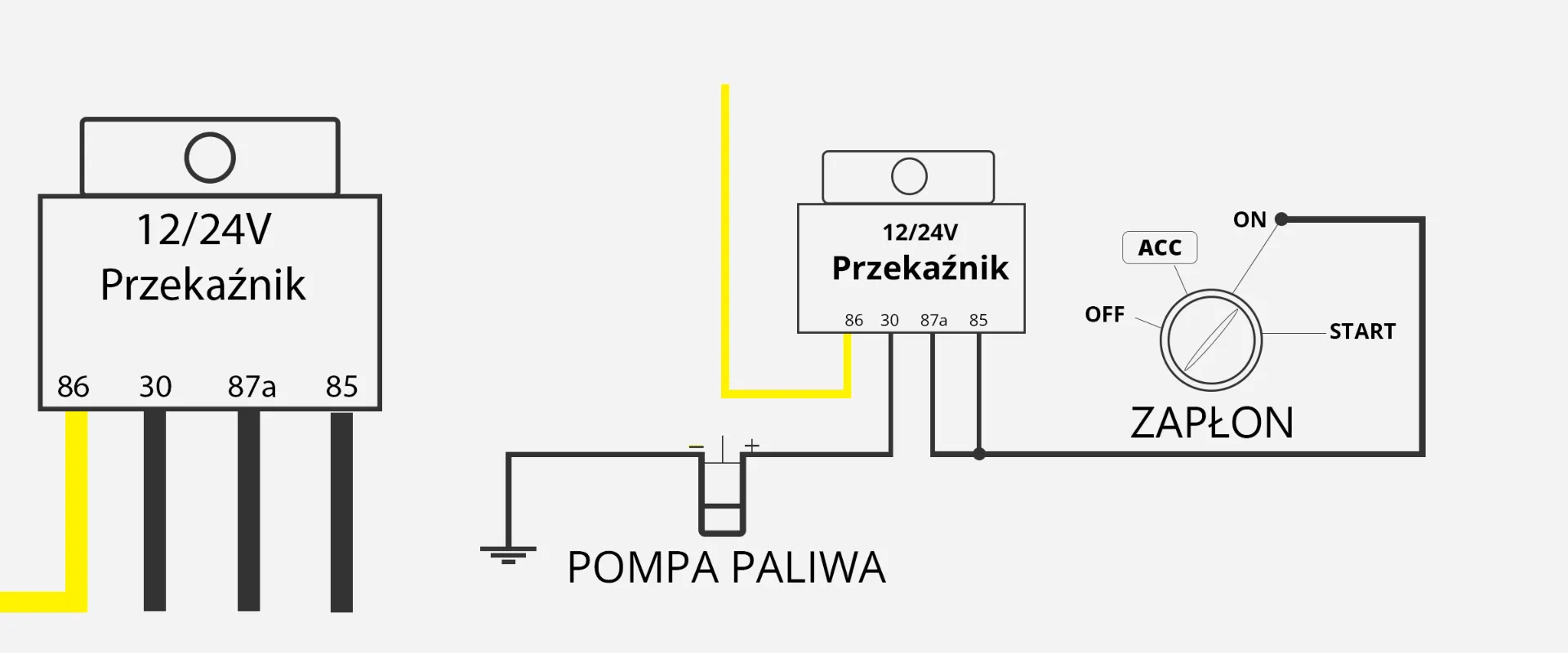 Przekaźnik Samochodowy Odcięcia Pompy Paliwa 12V/40A