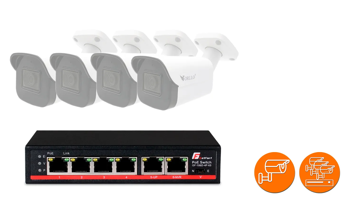 Switch Sieciowy PoE GETFORT 4 Porty + 2 UPLINK 65W OUTLET IDEALNY