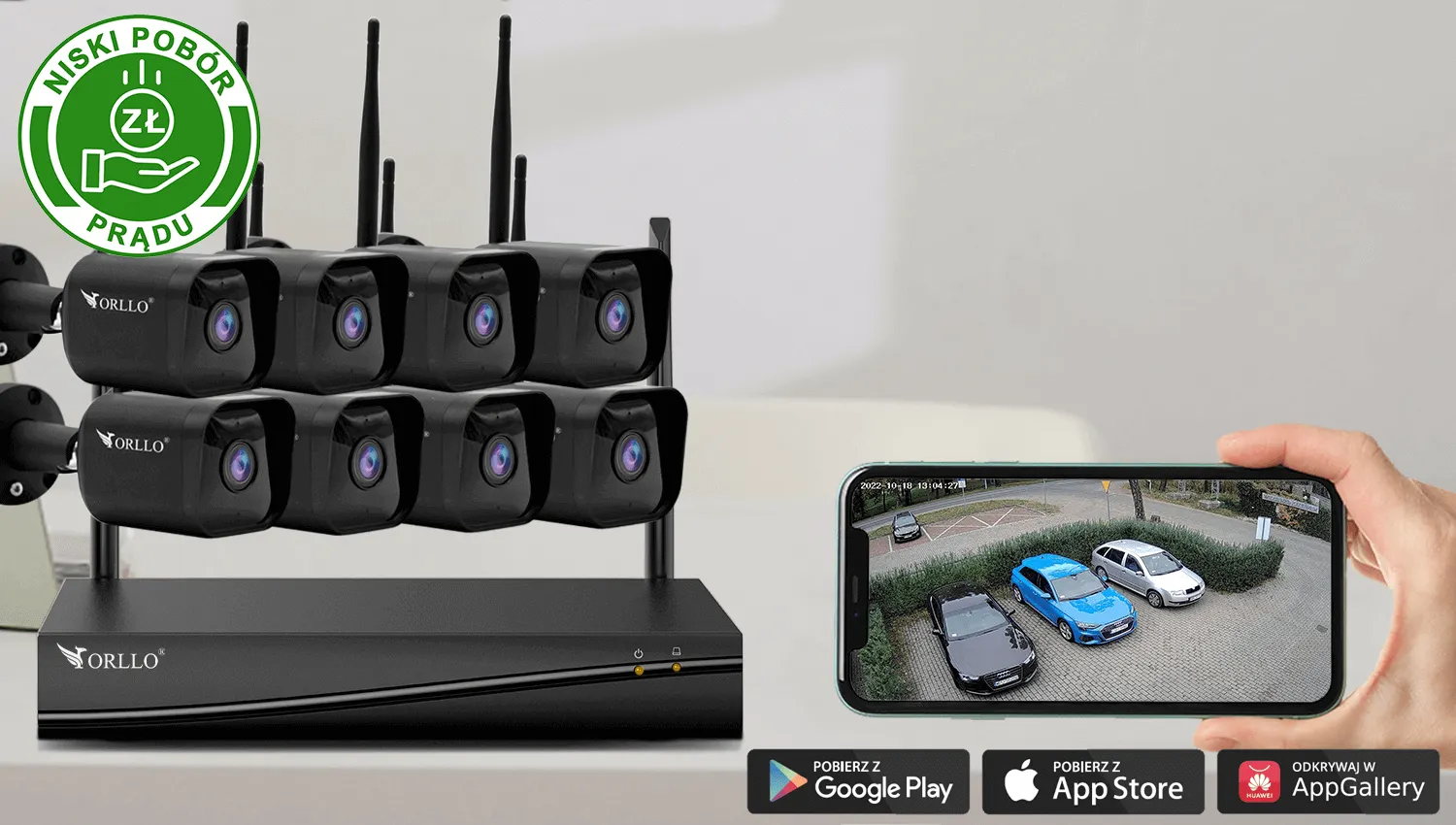 Zestaw do Monitoringu 8 Kamer 3Mpx ORLLO E-SET-W2