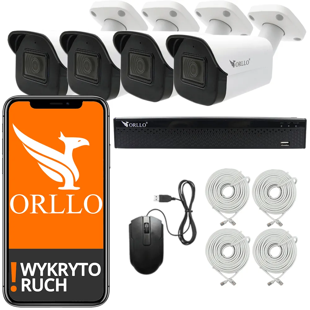 Zestaw do Monitoringu CCTV POE 4 Kamery 8Mpx ORLLO POESET 3