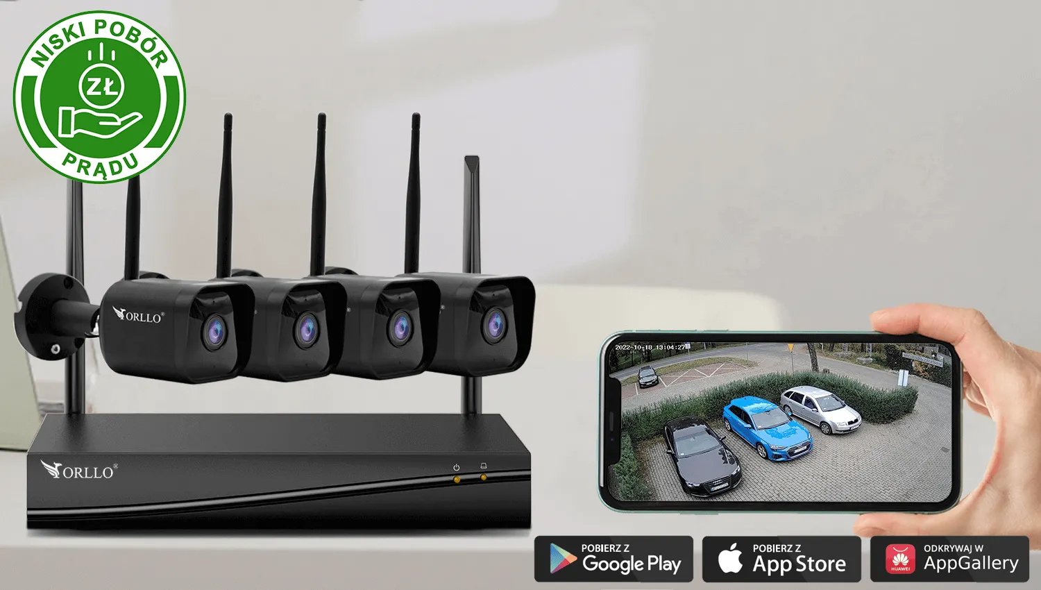 Zestaw do Monitoringu  4 Kamery 3Mpx ORLLO E-SET-W1 OUTLET BDB