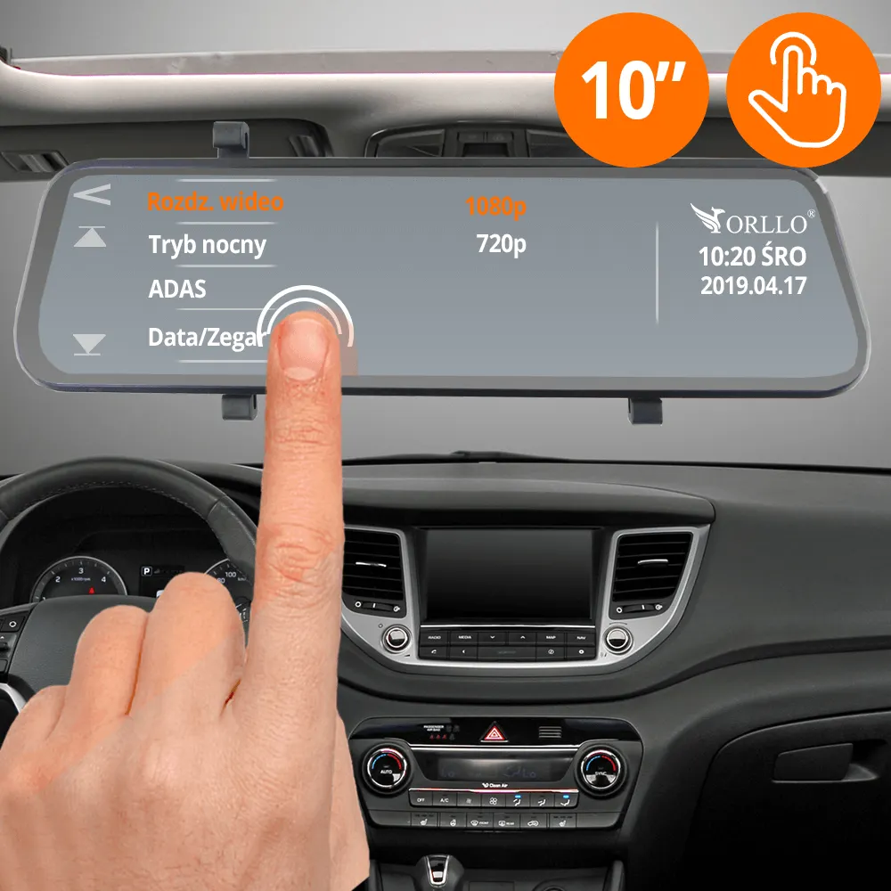 kamera samochodowa dual w lusterku dotykowa